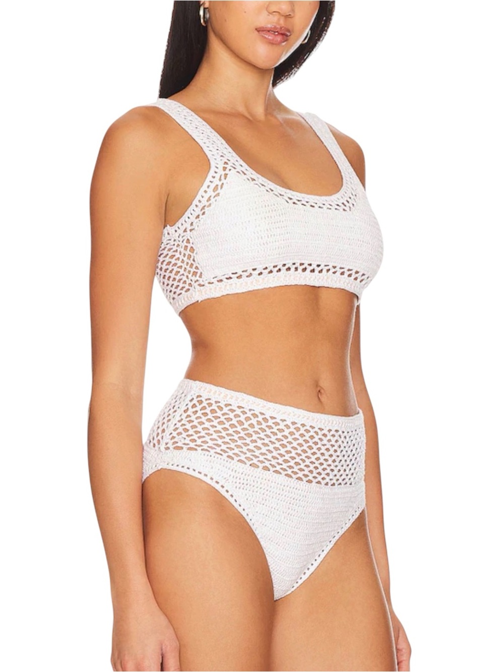 Beach Riot White Crochet Bikini Set Elliot Top and Brinley Bottom 2 Piece XS